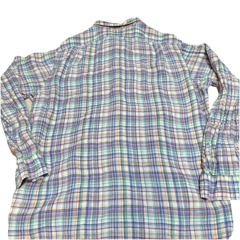 Polo Ralph Lauren Classic Fit 100% Linen Plaid Shirt Mens Xl